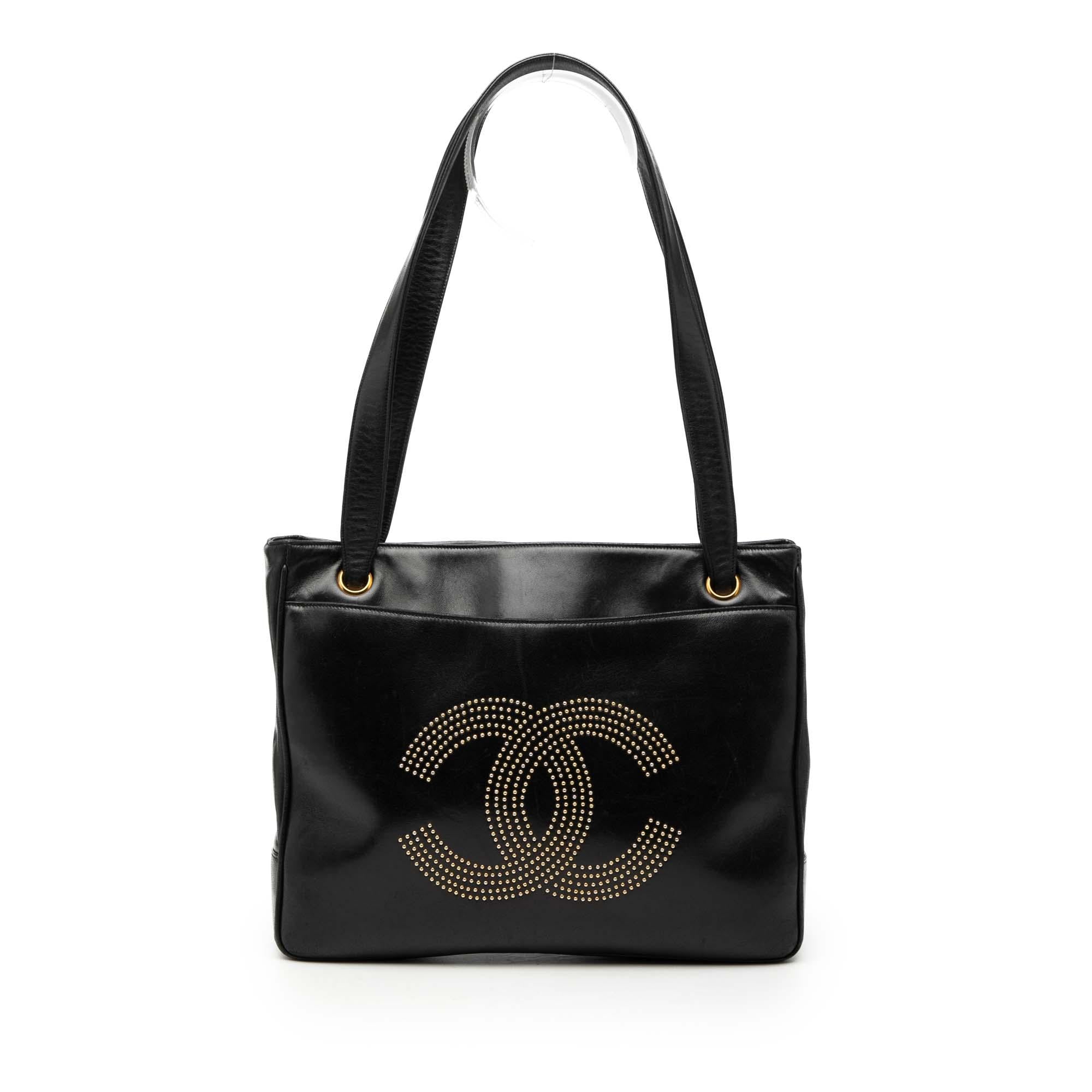 Chanel Lambskin CC Studded Logo Tote