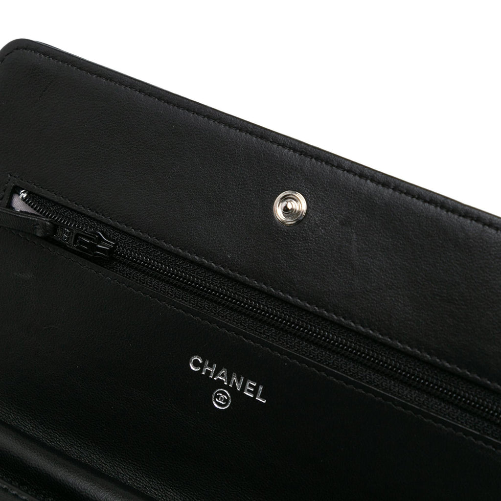 Chanel Lambskin Camellia Embossed Wallet On Chain (SHG-Jgwe48)