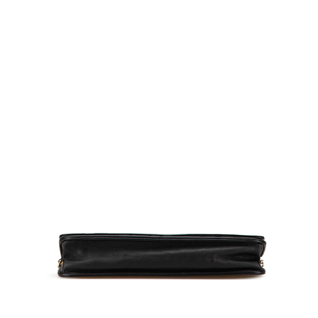 Chanel Lambskin Camellia Embossed Wallet On Chain