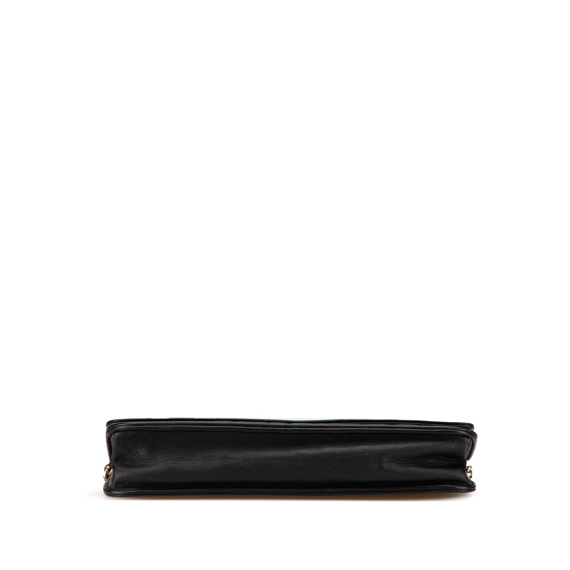 Chanel Lambskin Camellia Embossed Wallet On Chain