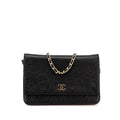 Chanel Lambskin Camellia Embossed Wallet On Chain