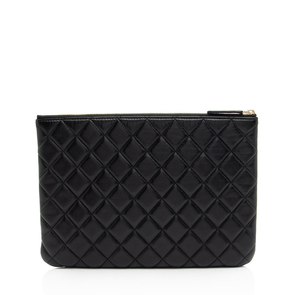 Chanel Lambskin Camellia Medium O-Case