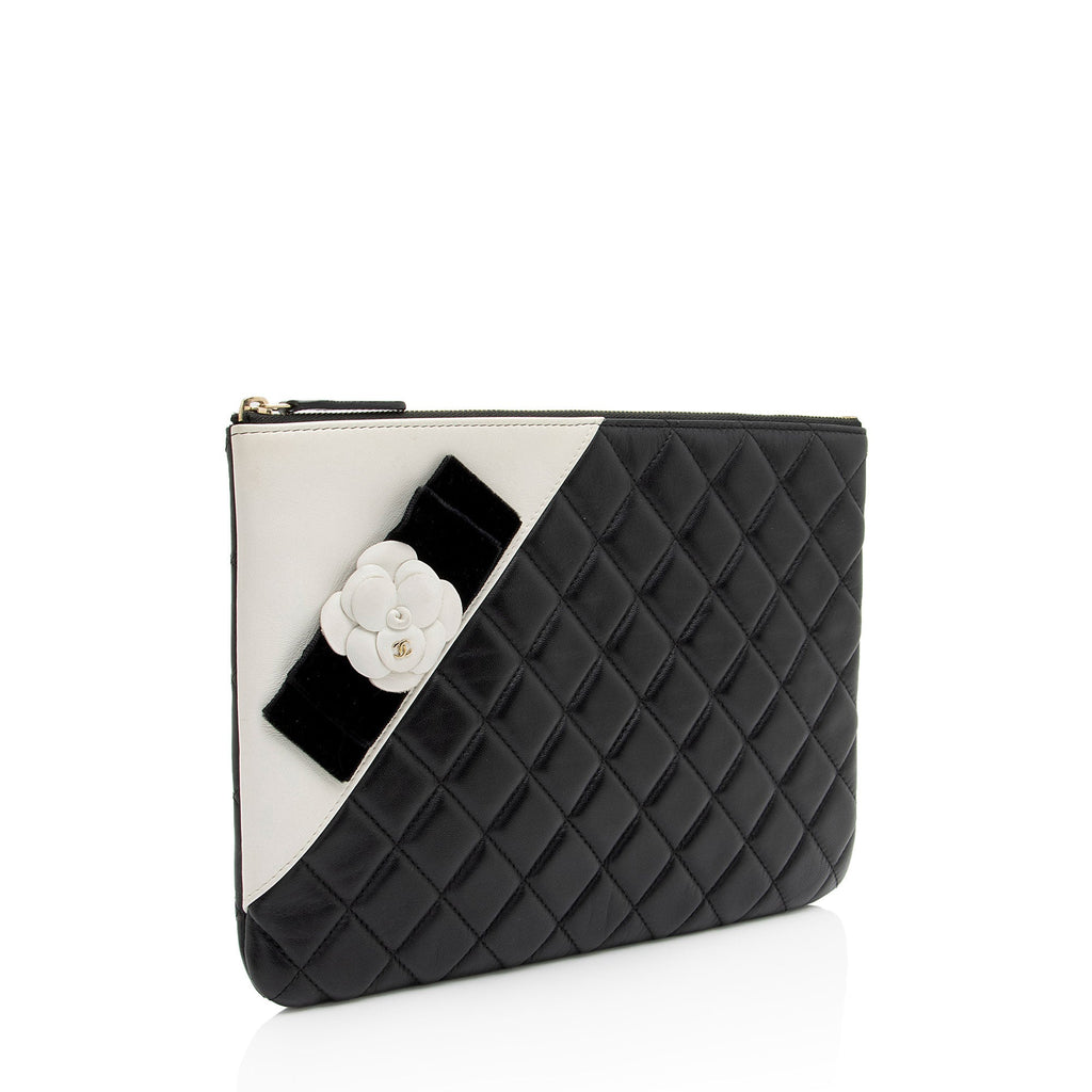 Chanel Lambskin Camellia Medium O-Case