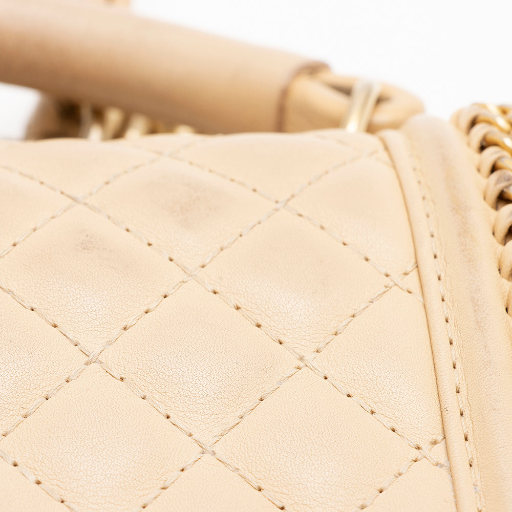 Chanel Lambskin Chain Top Handle Small Boy Bag (SHF-18238)