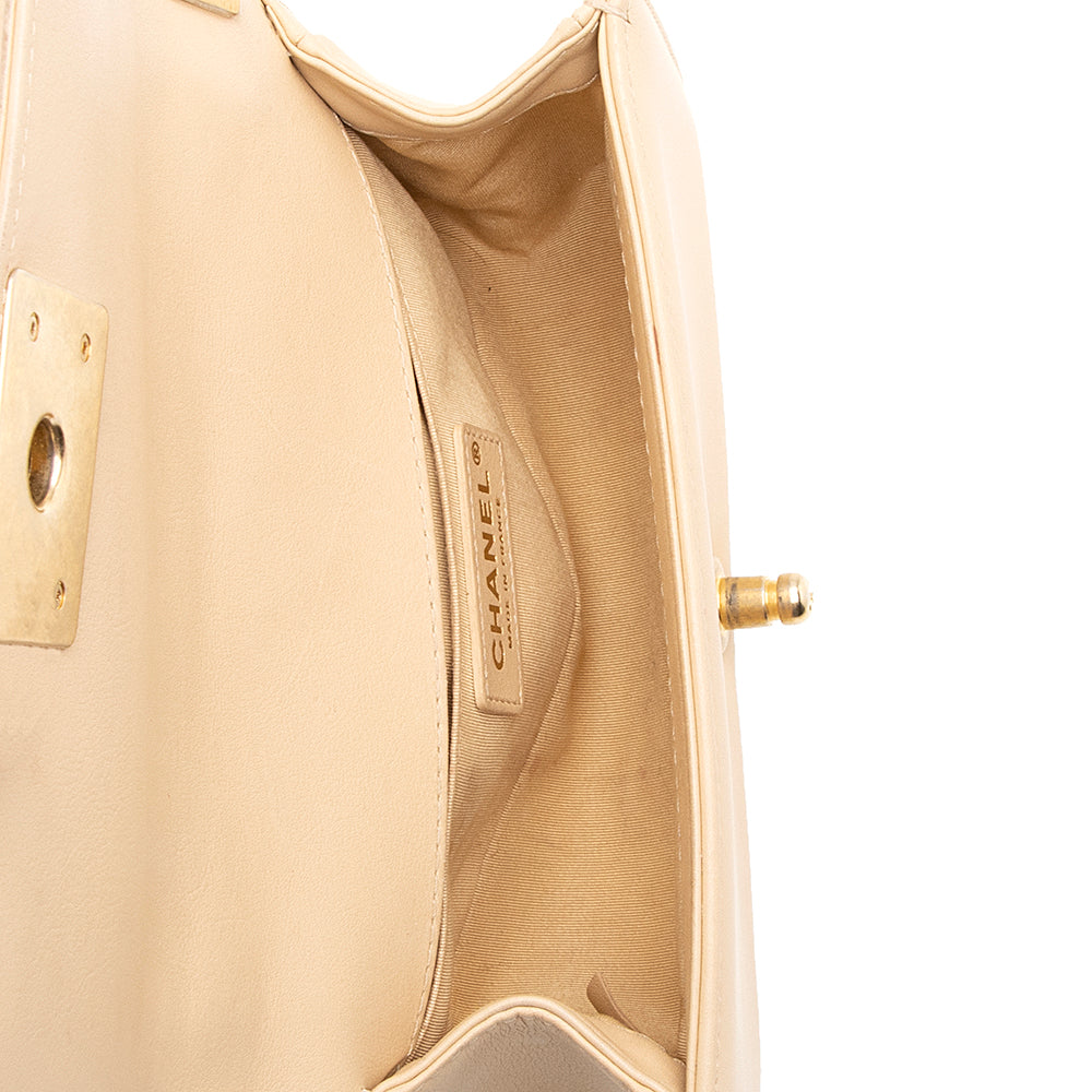 Chanel Lambskin Chain Top Handle Small Boy Bag (SHF-18238)