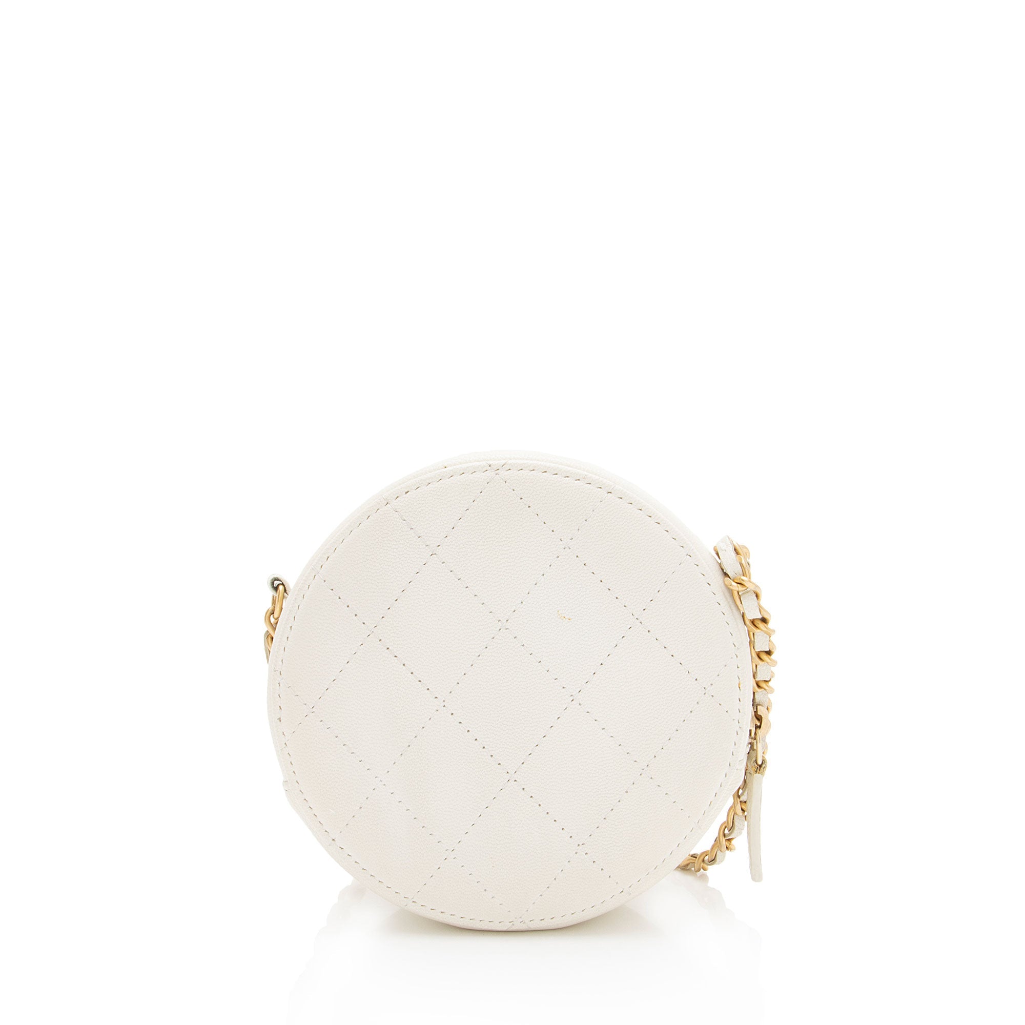 Chanel Lambskin Chic Pearls Round Clutch with Chain
