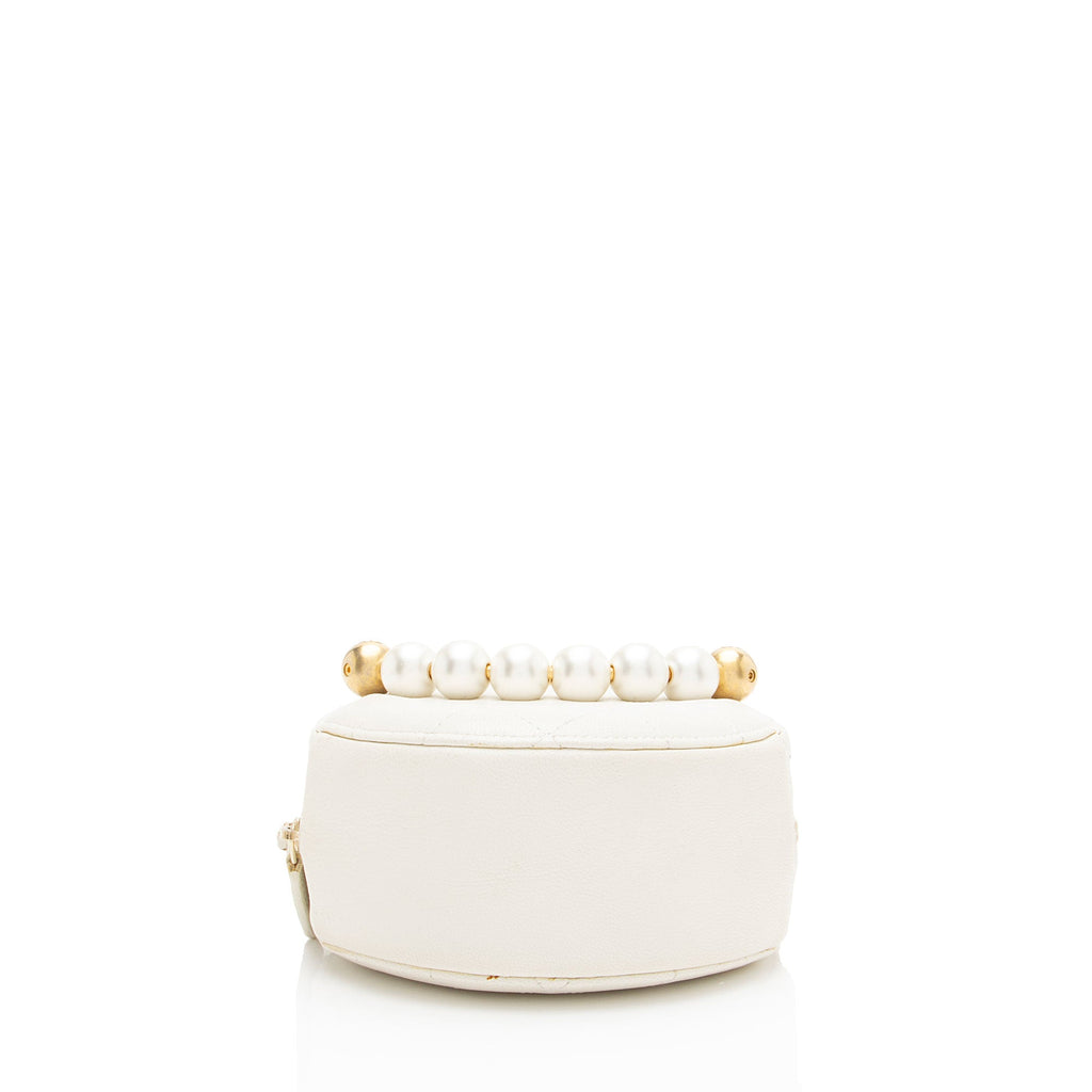 Chanel Lambskin Chic Pearls Round Clutch with Chain