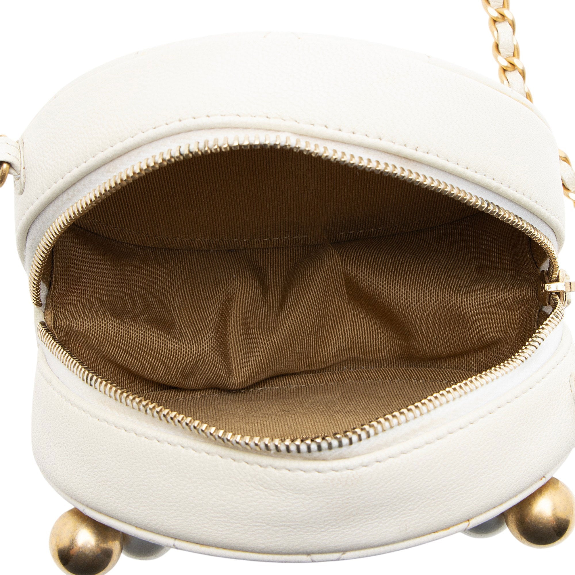 Chanel Lambskin Chic Pearls Round Clutch with Chain