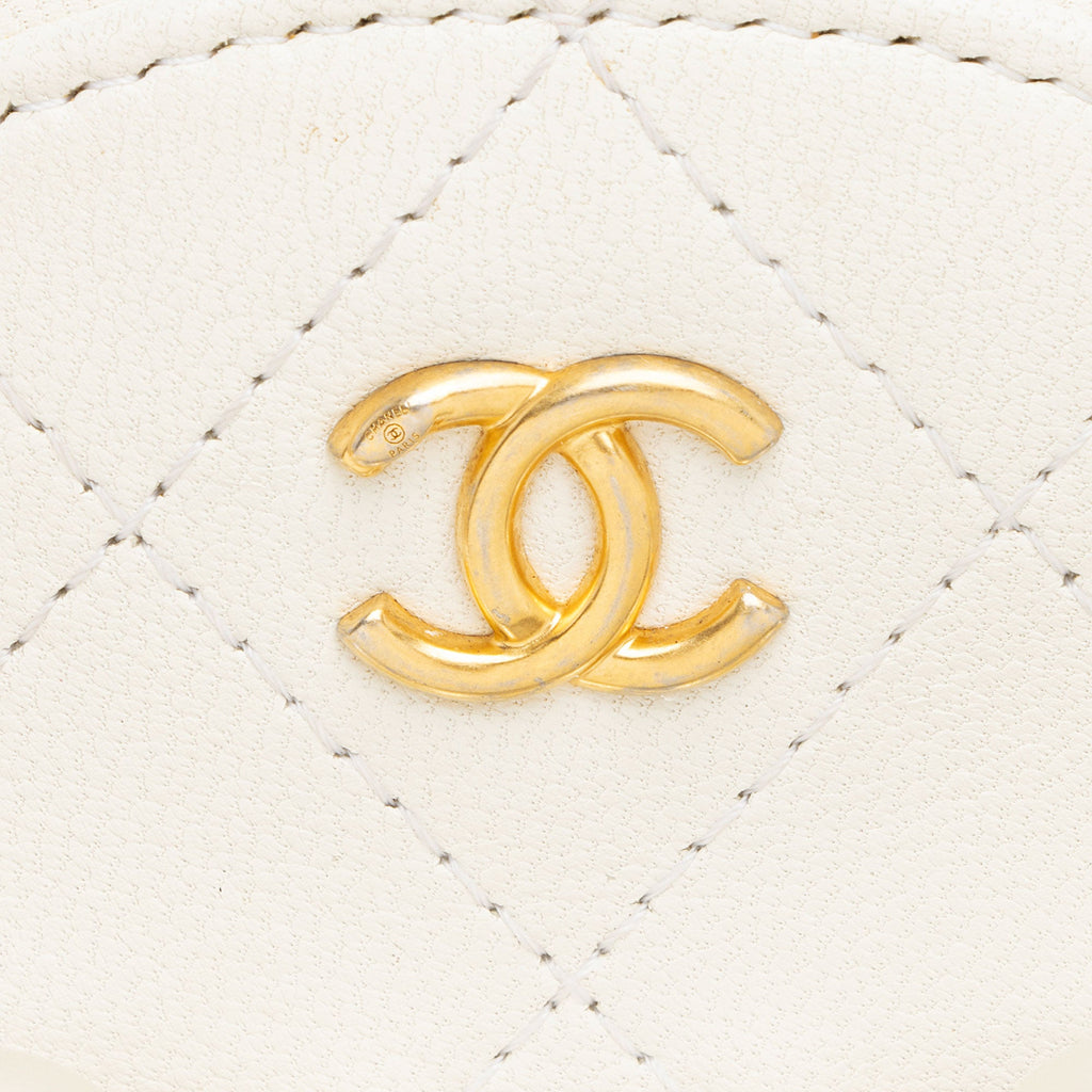 Chanel Lambskin Chic Pearls Round Clutch with Chain
