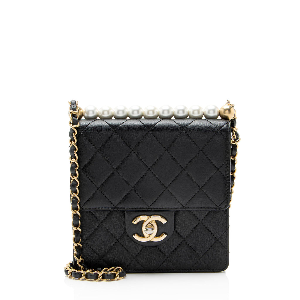 Chanel Lambskin Chic Pearls Small Vertical Flap Bag