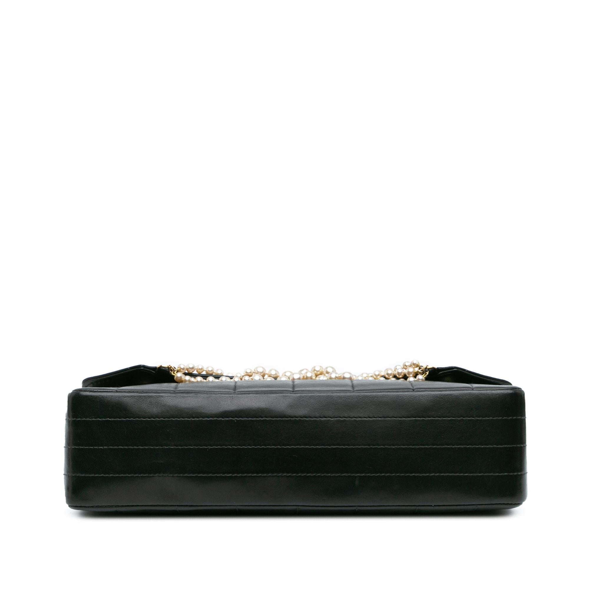 Chanel Lambskin Chocolate Bar Pearl Chain Flap