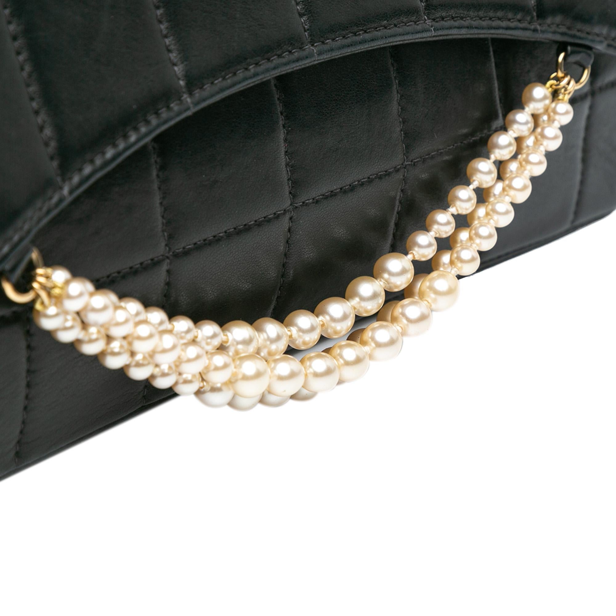 Chanel Lambskin Chocolate Bar Pearl Chain Flap