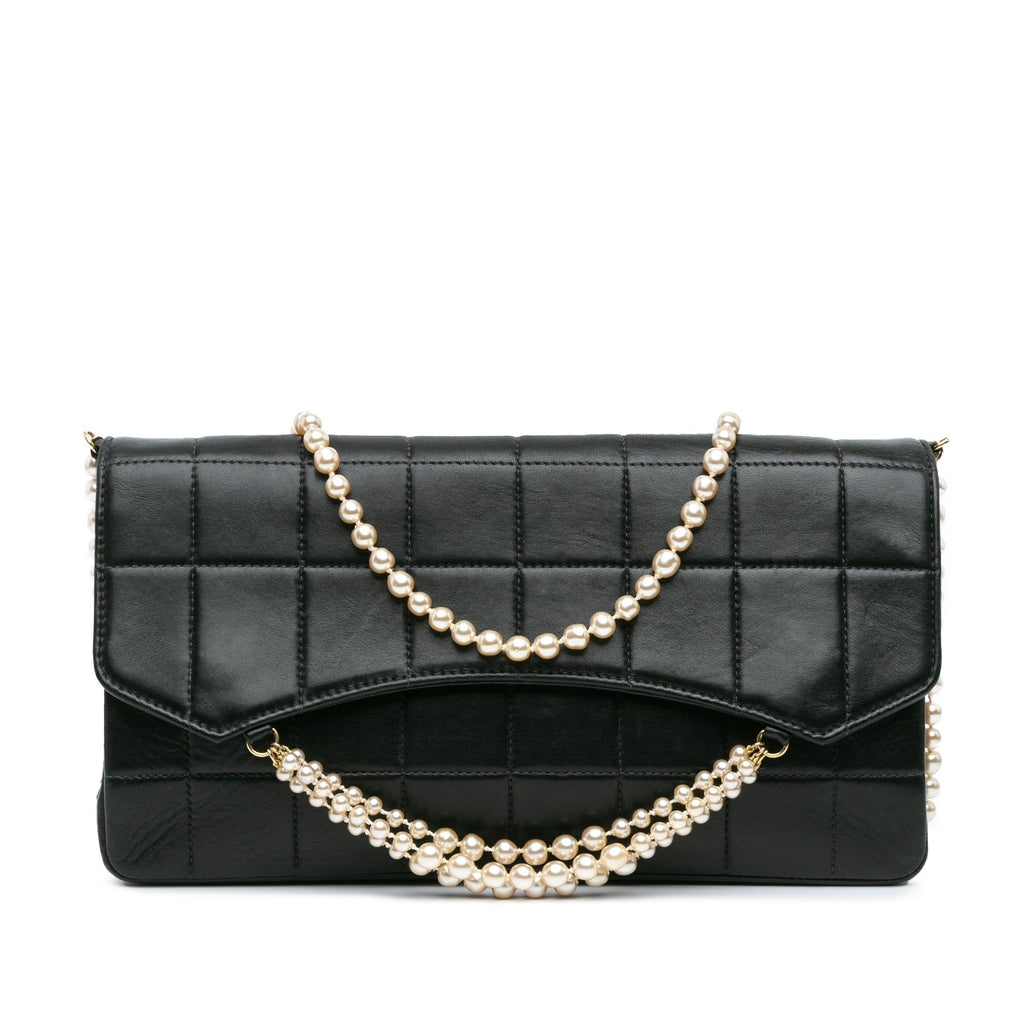 Chanel Lambskin Chocolate Bar Pearl Chain Flap