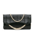 Chanel Lambskin Chocolate Bar Pearl Chain Flap