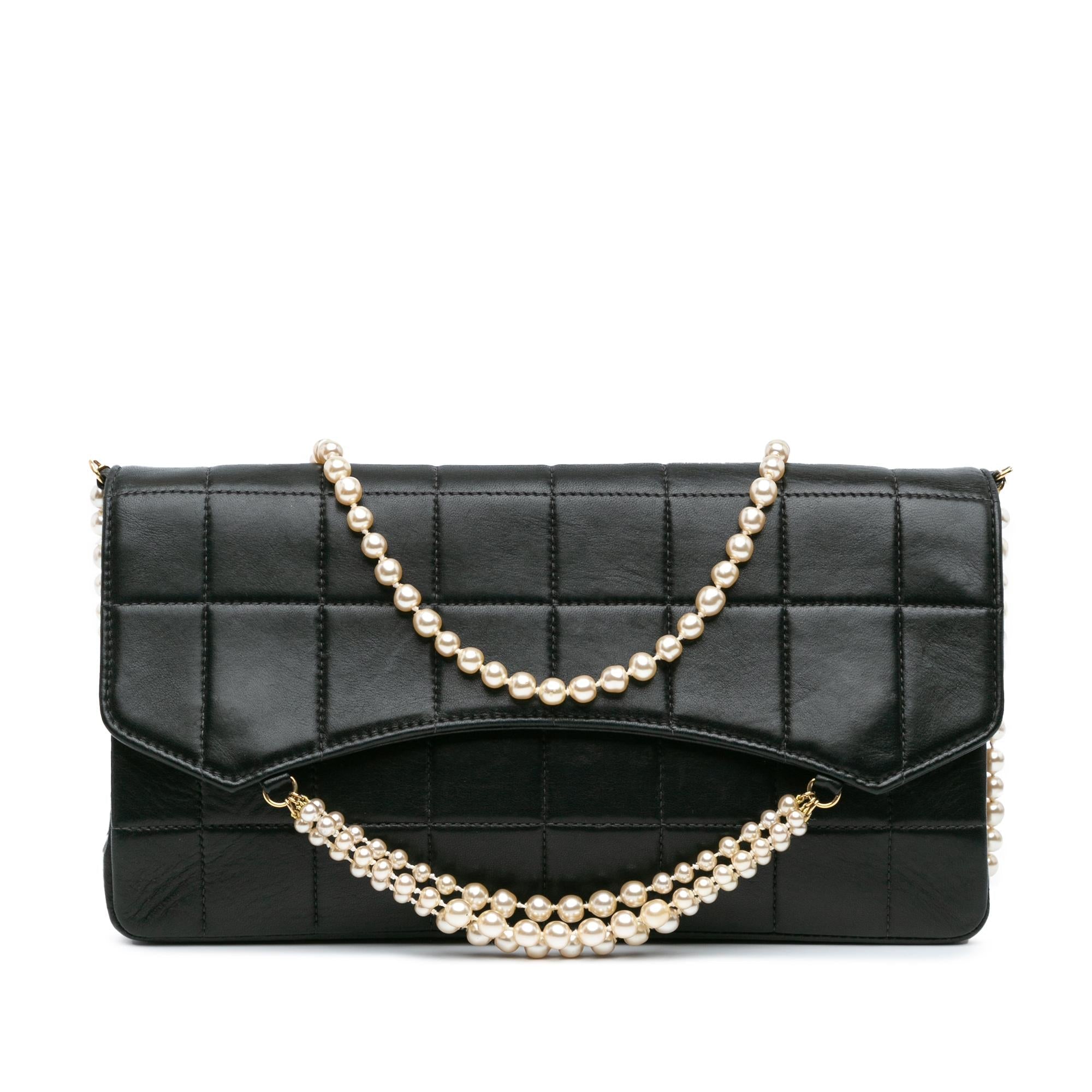 Chanel Lambskin Chocolate Bar Pearl Chain Flap