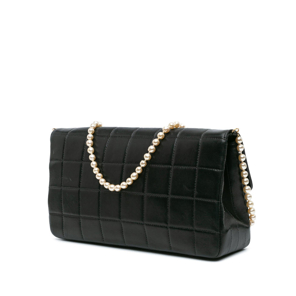 Chanel Lambskin Chocolate Bar Pearl Chain Flap