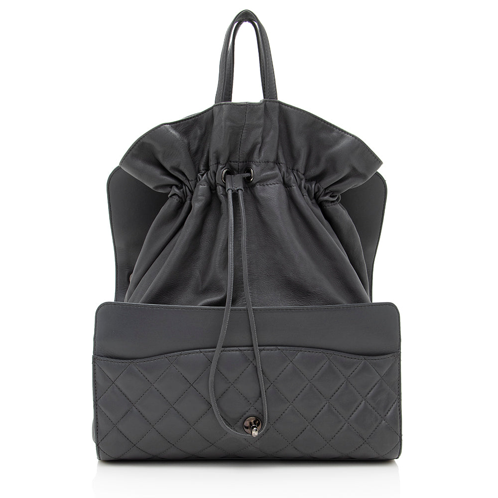 Chanel Lambskin Classic Drawstring Shopper Flap Bag - FINAL SALE (SHF-19322)