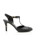 Chanel Lambskin Crystal CC Cap Toe T-Strap Pumps - Size 8.5 / 38.5 (SHF-hgEKsW)