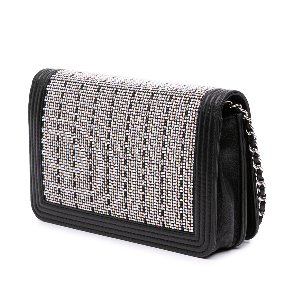 Chanel Lambskin Crystal Studded Boy Wallet on Chain