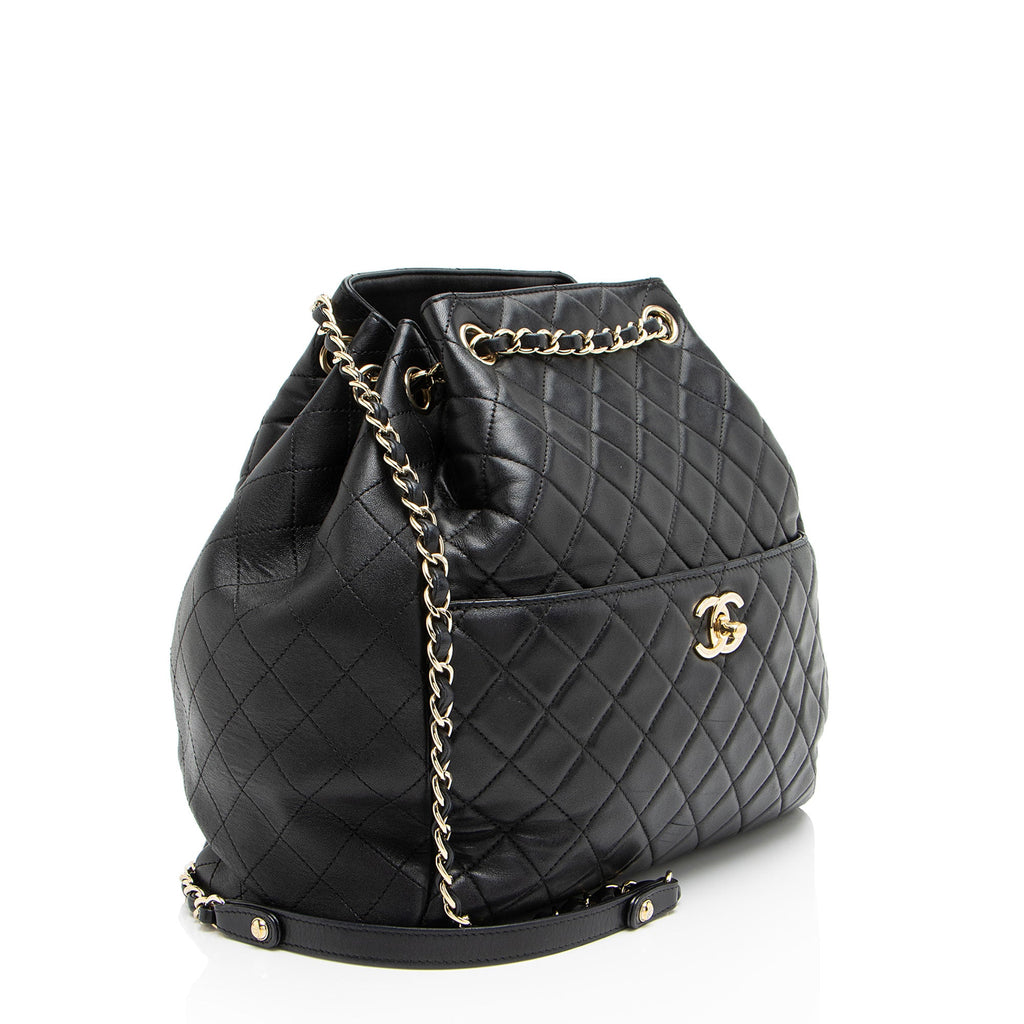 Chanel Lambskin Drawstring Bucket Bag