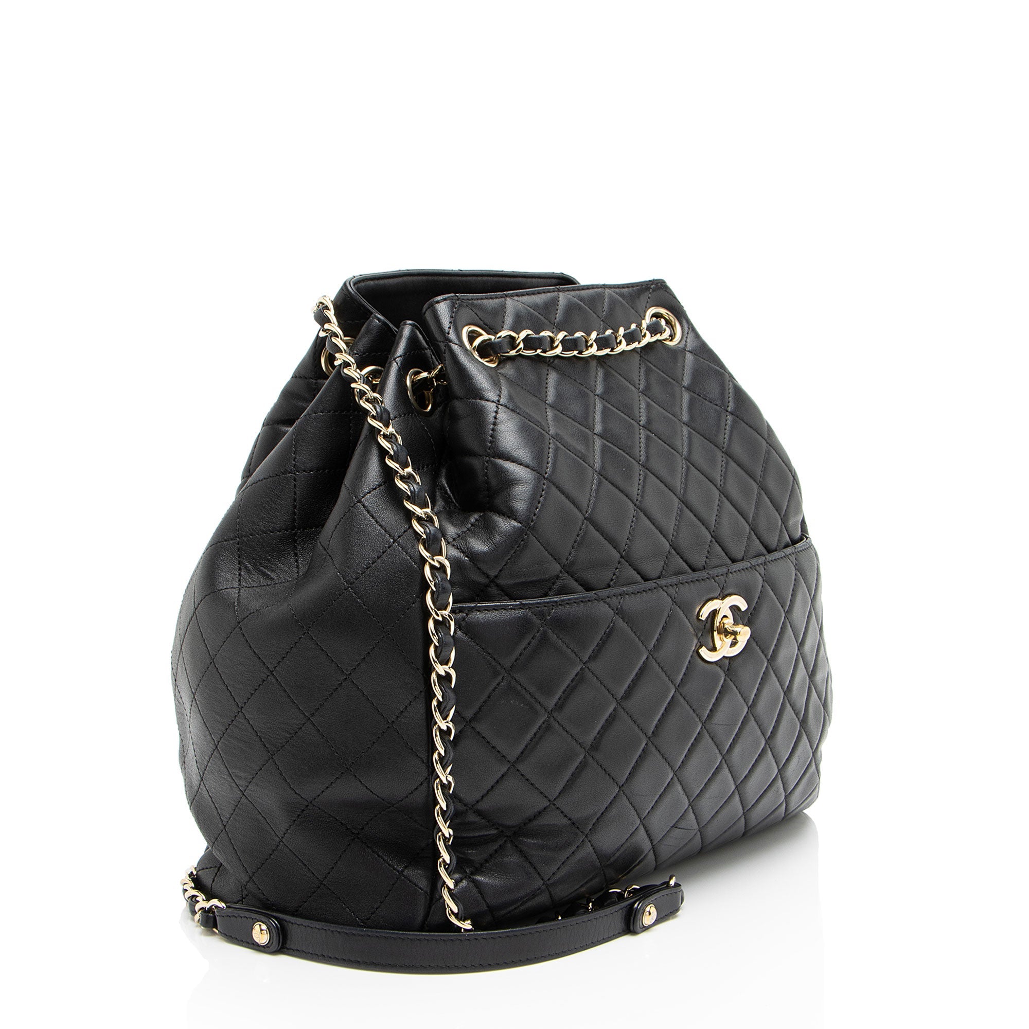 Chanel Lambskin Drawstring Bucket Bag
