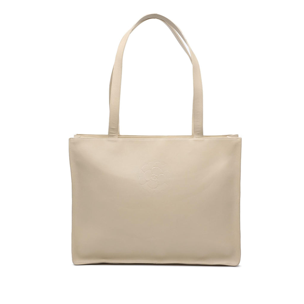 Chanel Lambskin Embossed CC Camellia Tote