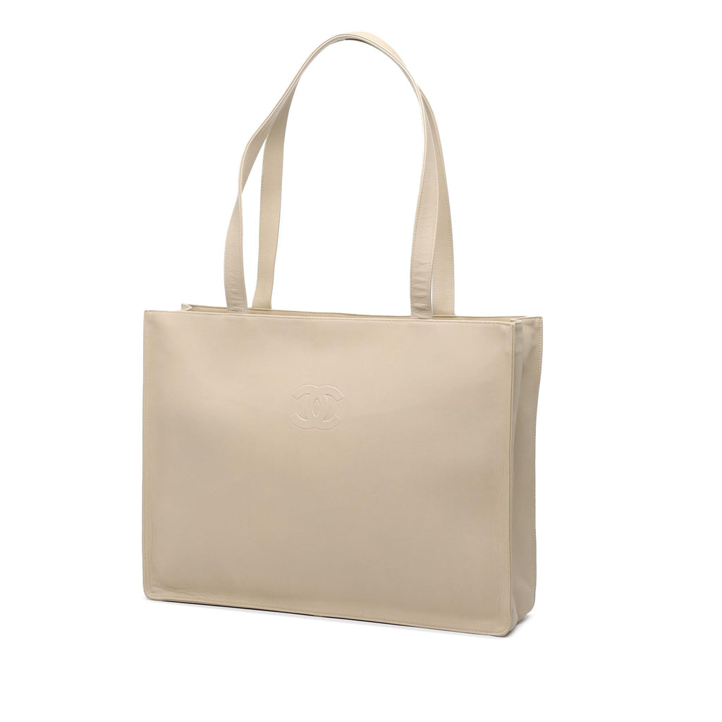 Chanel Lambskin Embossed CC Camellia Tote