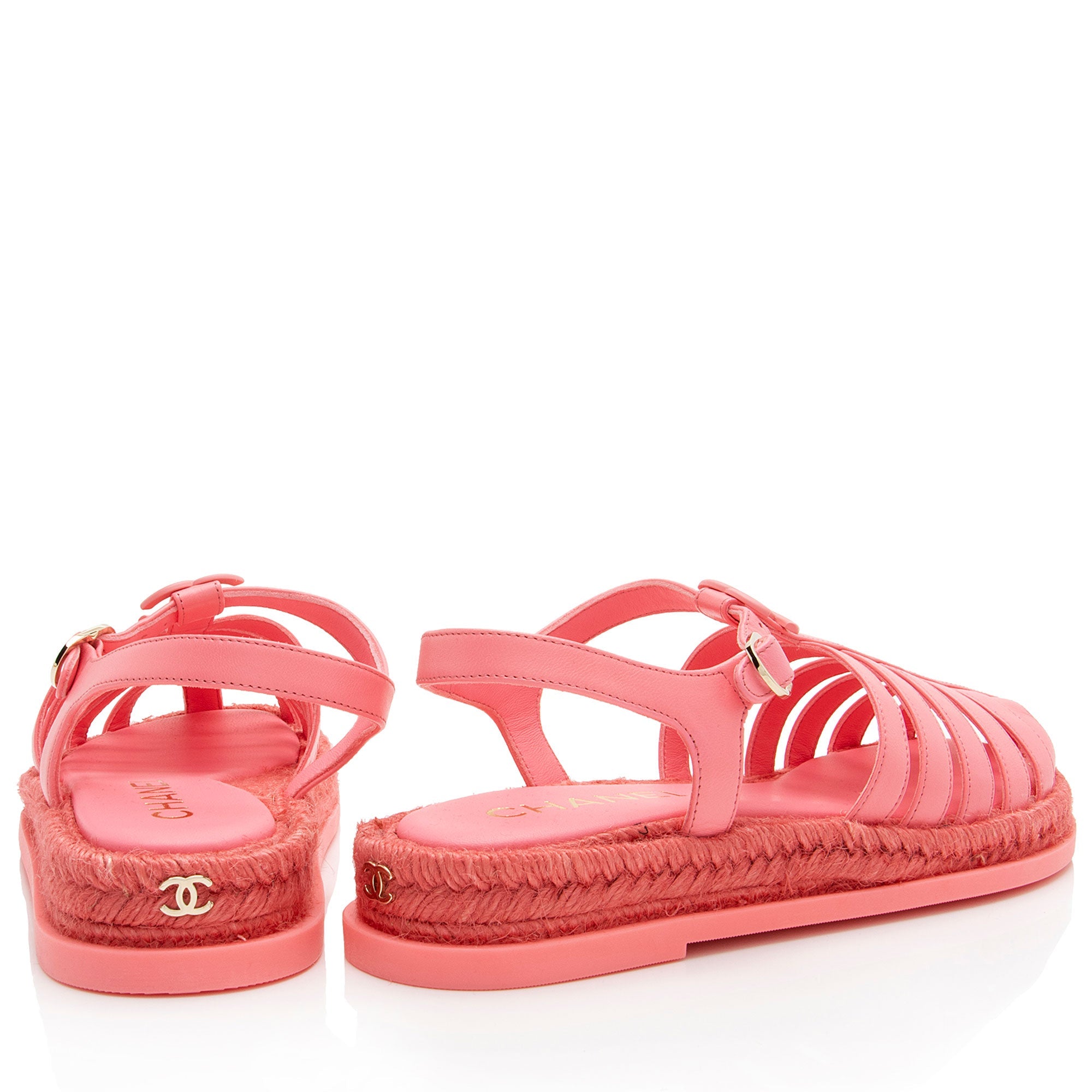 Chanel Lambskin Gladiator Espadrille Sandals - Size 9 / 39