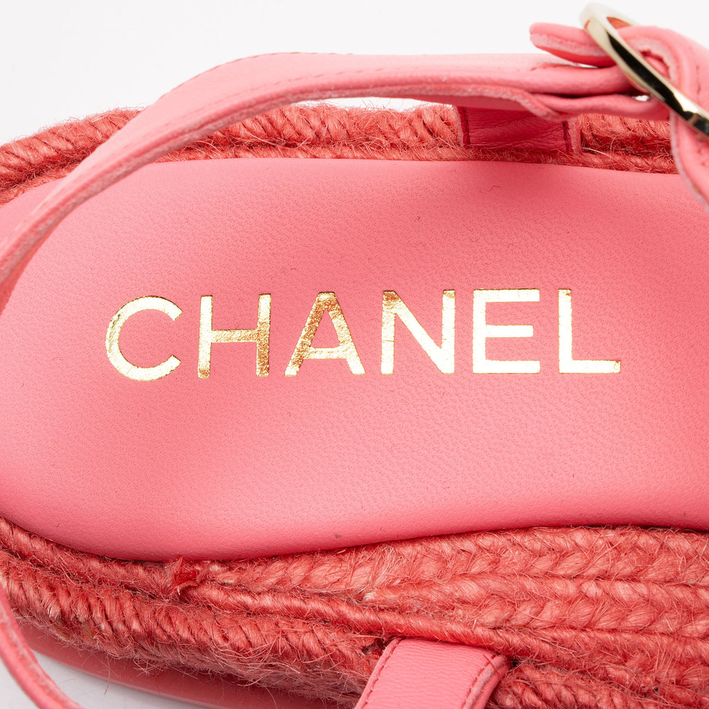 Chanel Lambskin Gladiator Espadrille Sandals - Size 9 / 39