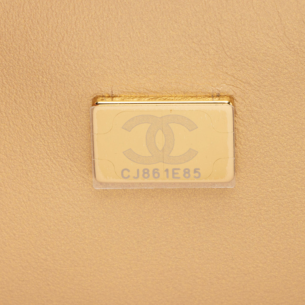 Chanel Lambskin Quilted Plate Top Handle Mini Flap Bag (SHF-l4OODl)