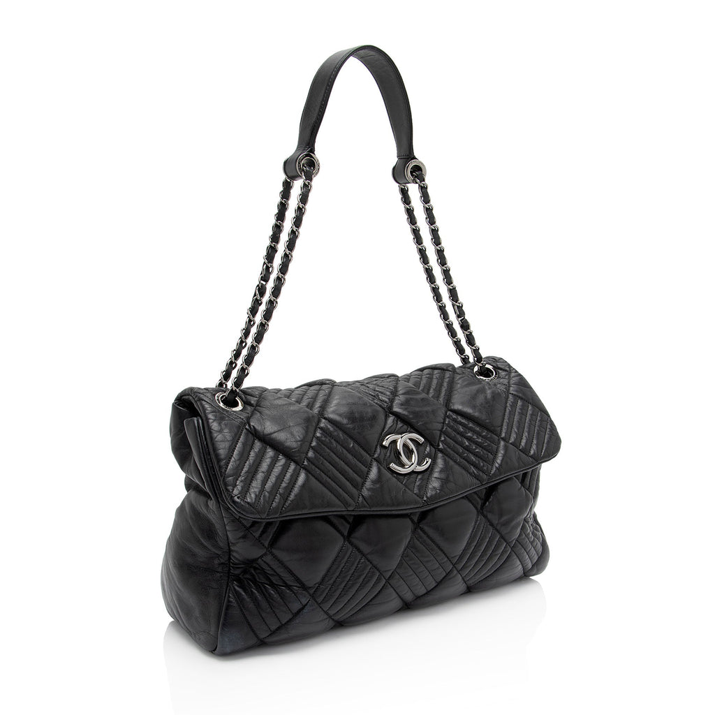 Chanel Lambskin In and Out Maxi Flap Bag (SHF-A4kgjG)