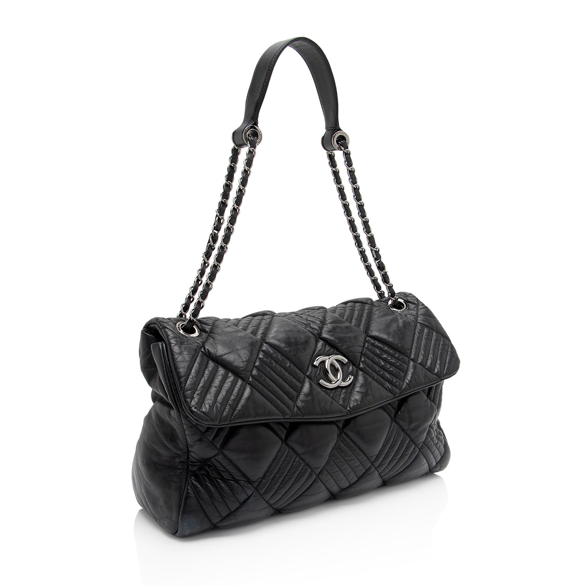 Chanel Lambskin In and Out Maxi Flap Bag (SHF-A4kgjG)