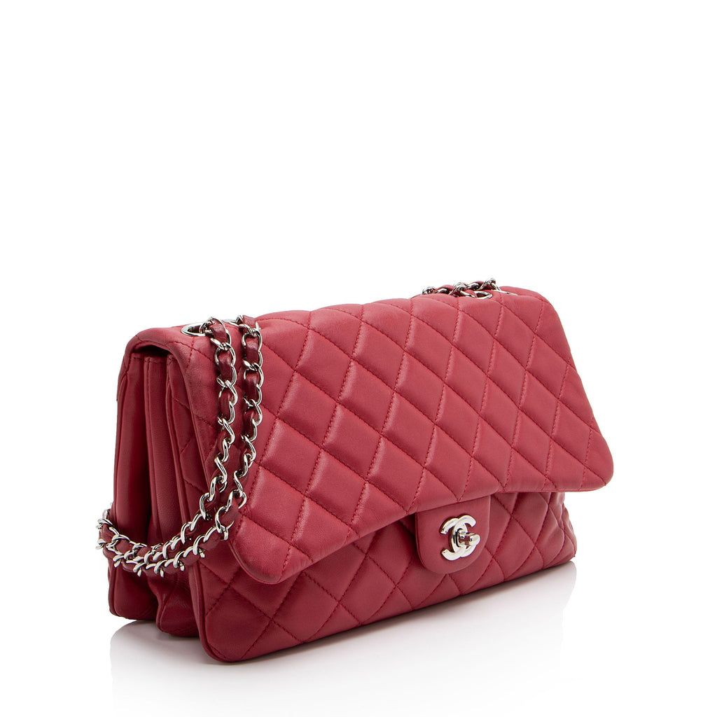 Chanel Lambskin Jumbo Chanel 3 Accordion Flap Bag
