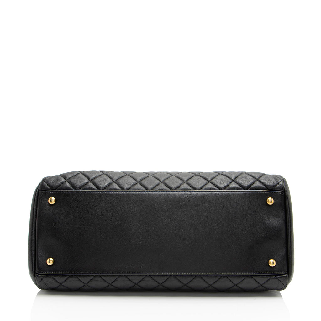 Chanel Lambskin Just Mademoiselle Large Bowler Bag (SHF-xiVMoz)