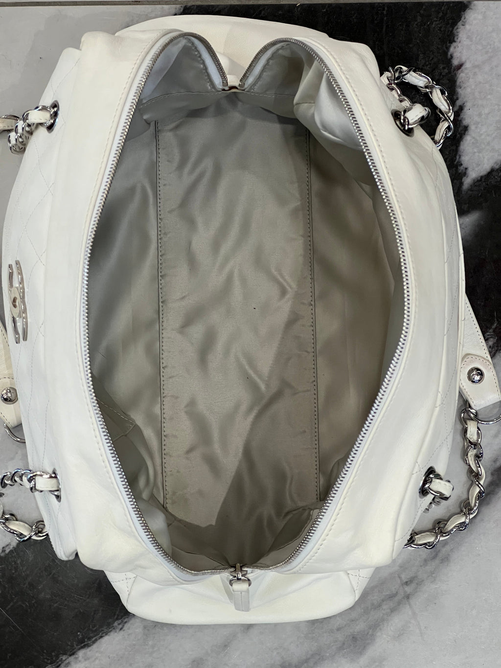 CHANEL LAMBSKIN LARGE BOWLER BAG
