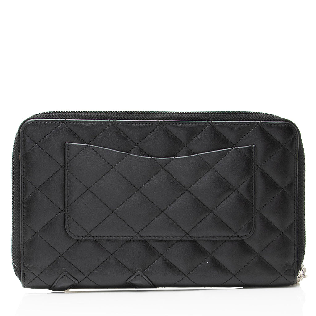 Chanel Lambskin Ligne Cambon Zip Around Organizer Wallet