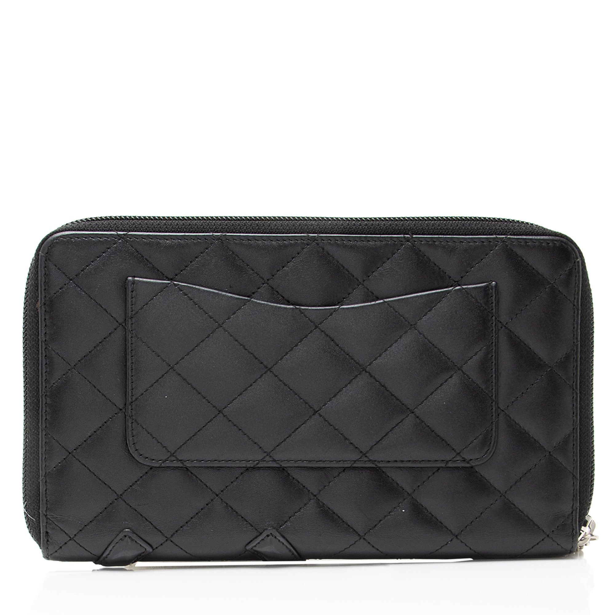 Chanel Lambskin Ligne Cambon Zip Around Organizer Wallet