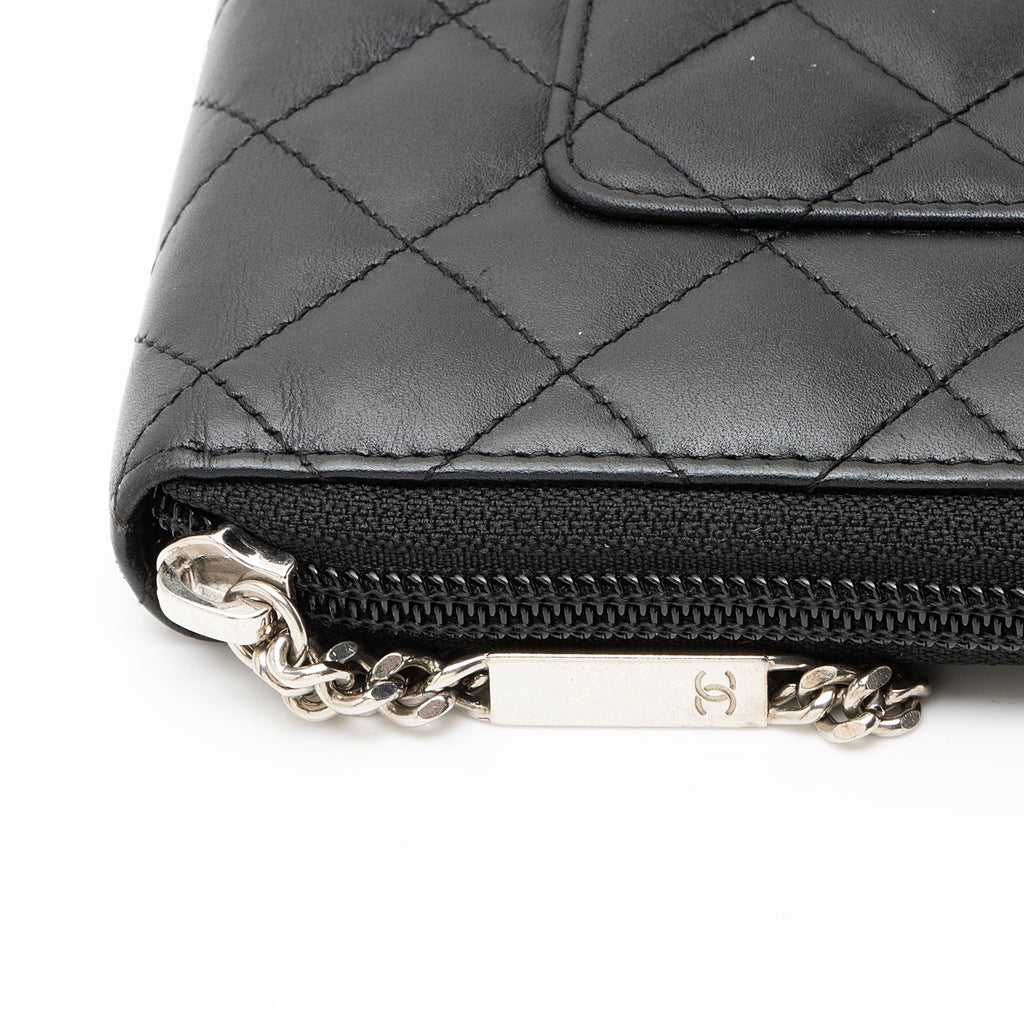 Chanel Lambskin Ligne Cambon Zip Around Organizer Wallet