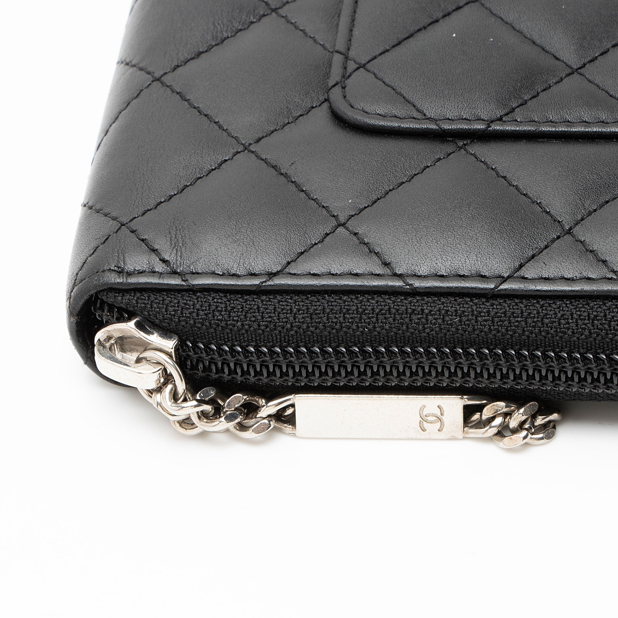 Chanel Lambskin Ligne Cambon Zip Around Organizer Wallet