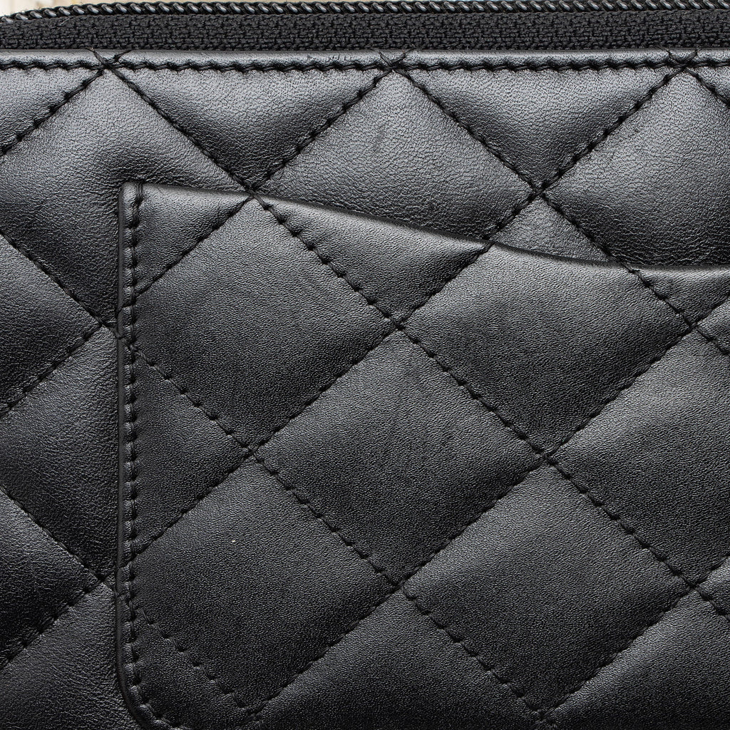 Chanel Lambskin Ligne Cambon Zip Around Organizer Wallet