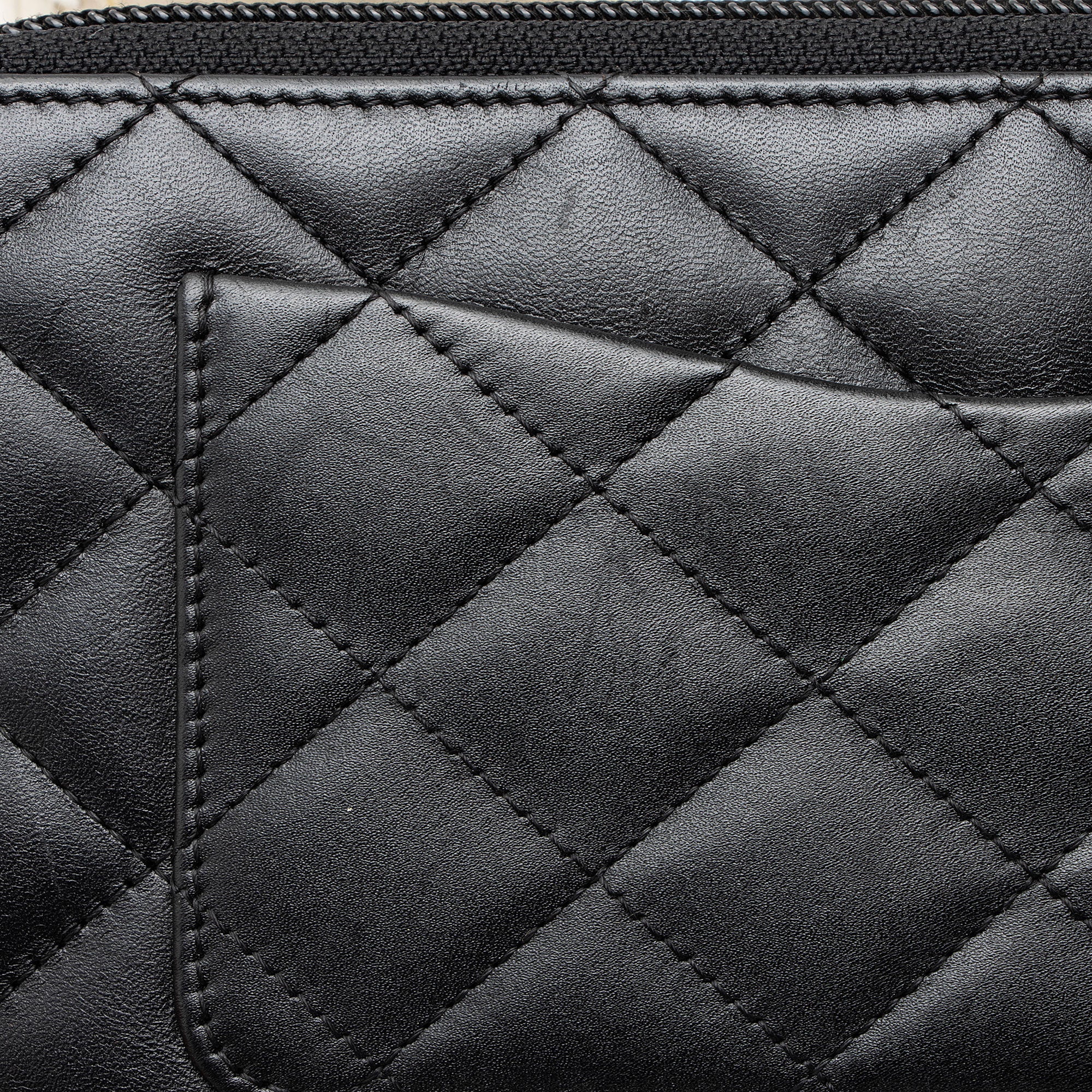 Chanel Lambskin Ligne Cambon Zip Around Organizer Wallet