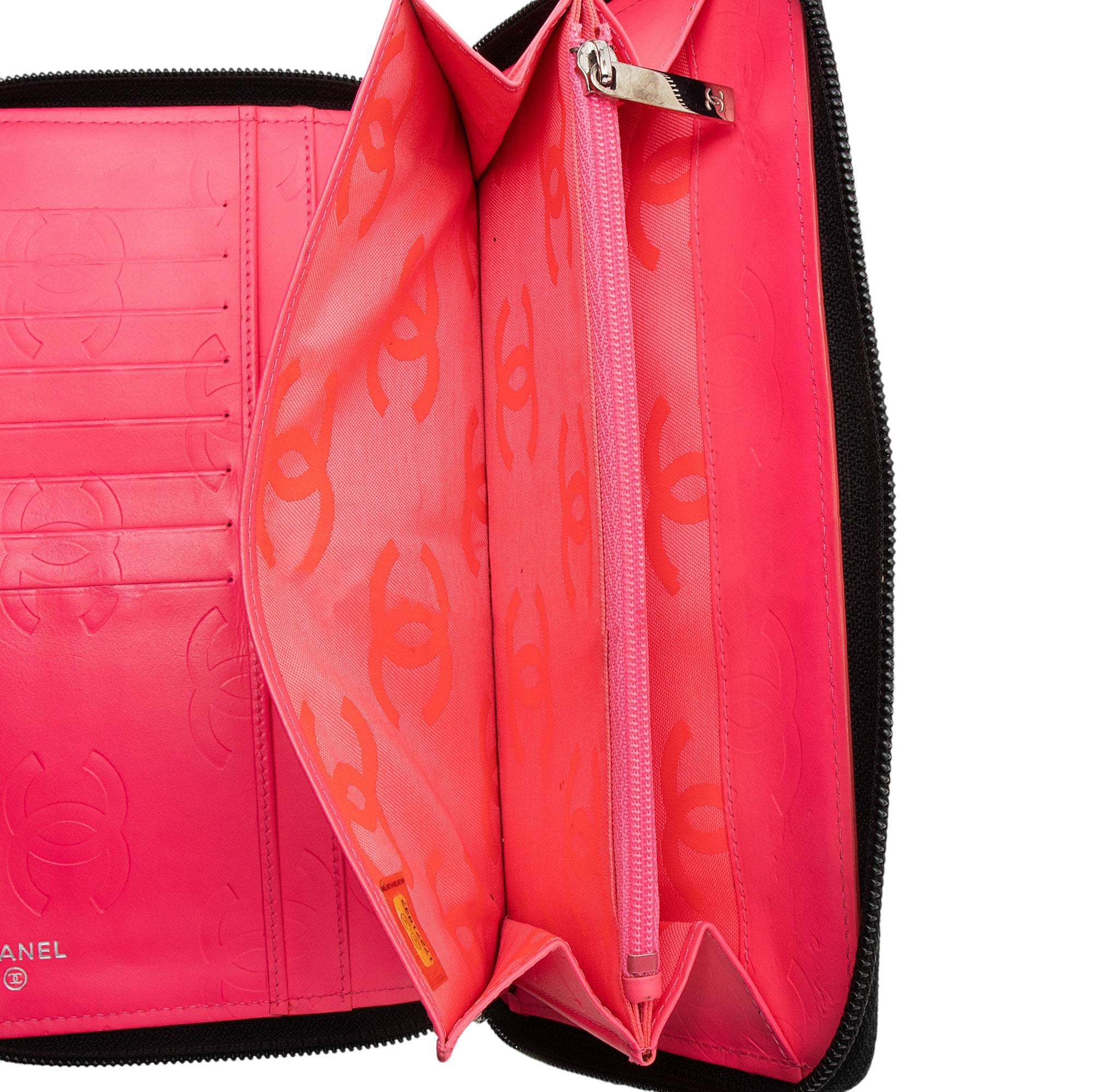 Chanel Lambskin Ligne Cambon Zip Around Organizer Wallet