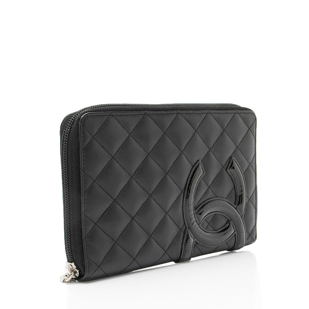 Chanel Lambskin Ligne Cambon Zip Around Organizer Wallet