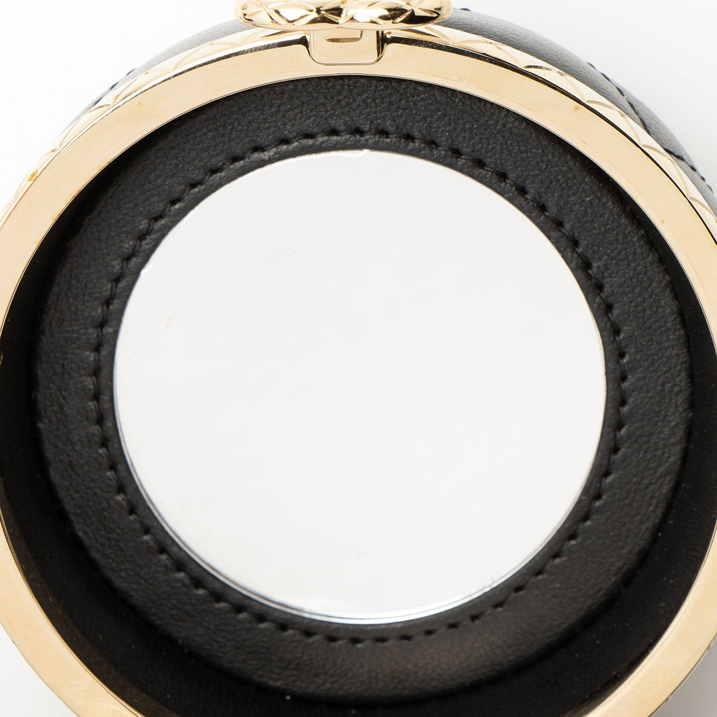 Chanel Lambskin Lock Frame Round Mini Vanity Case with Chain