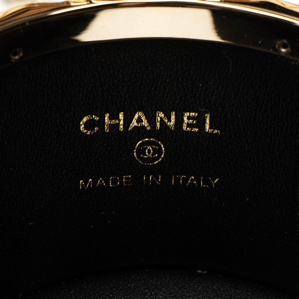 Chanel Lambskin Lock Frame Round Mini Vanity Case with Chain