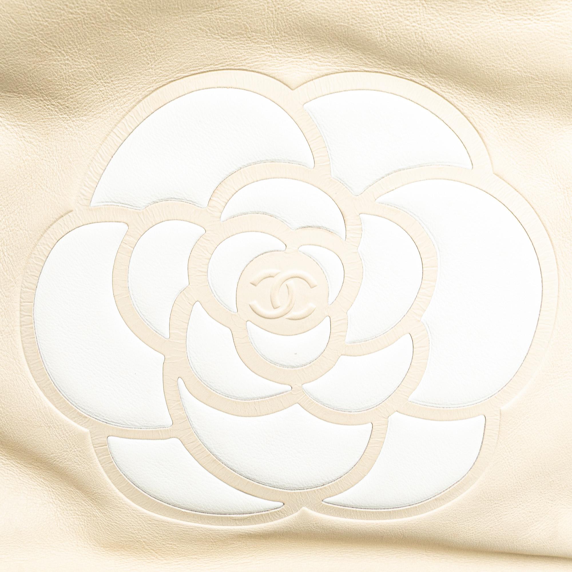 Chanel Lambskin Logo Camellia Tote