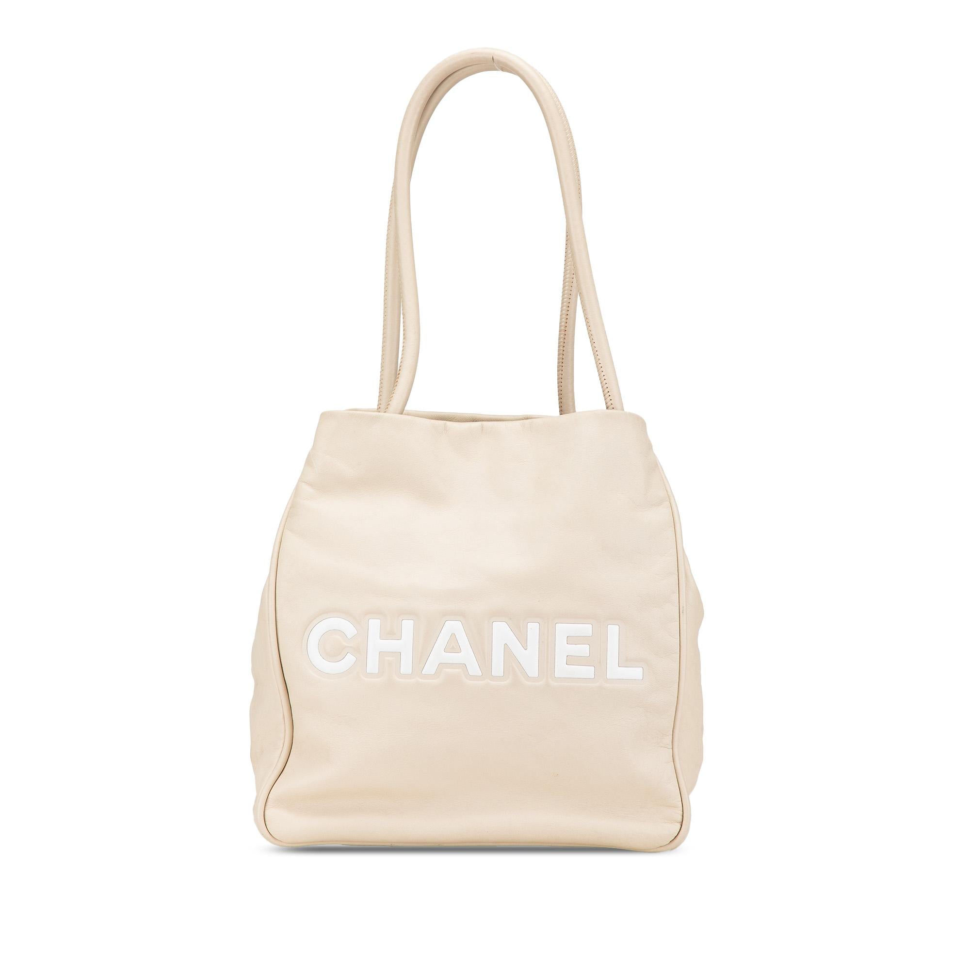 Chanel Lambskin Logo Camellia Tote