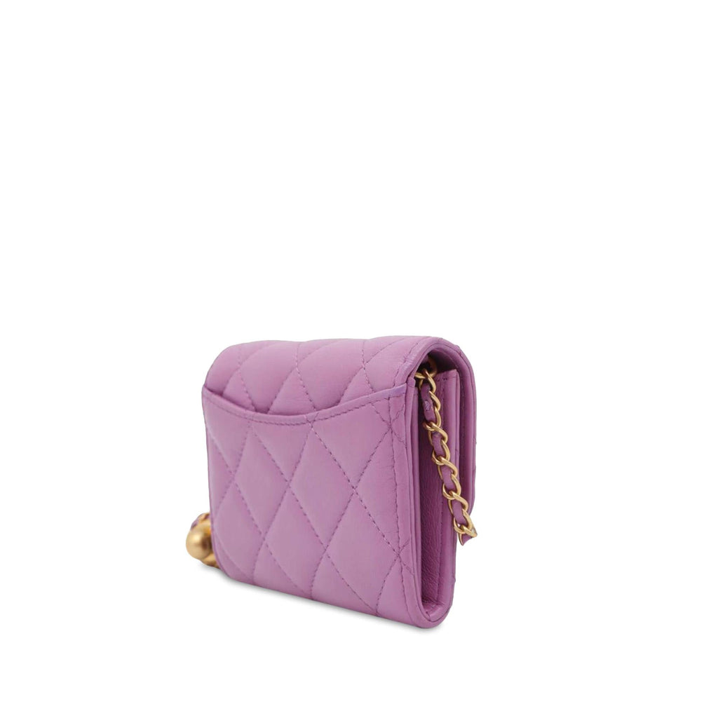 Chanel Lambskin Mini Pearl Crush Wallet with Chain (SHG-rngcqW)