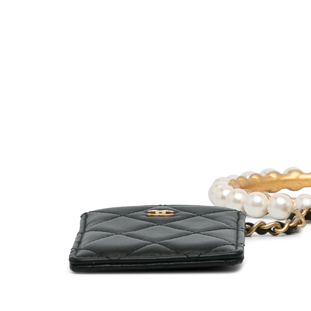 Chanel Lambskin Pearl Crown CC Wristlet Multi Pouches (SHG-ZnqXOL)