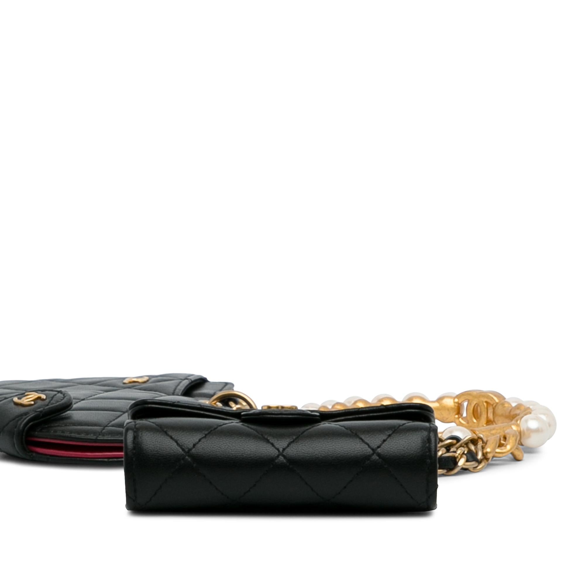 Chanel Lambskin Pearl Crown CC Wristlet Multi Pouches (SHG-ZnqXOL)